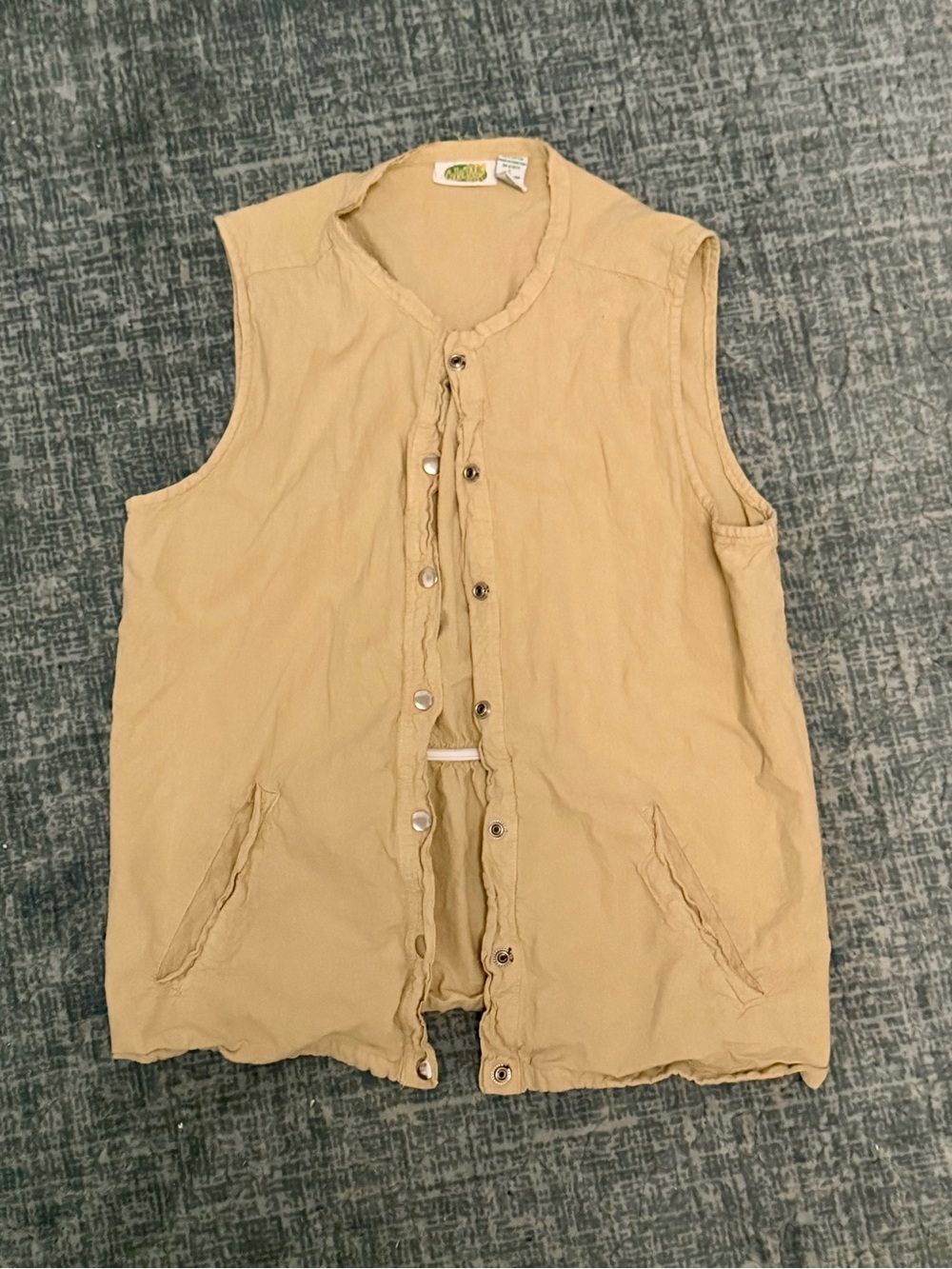 Women's Sleeveless Button-Front Vest in Tan